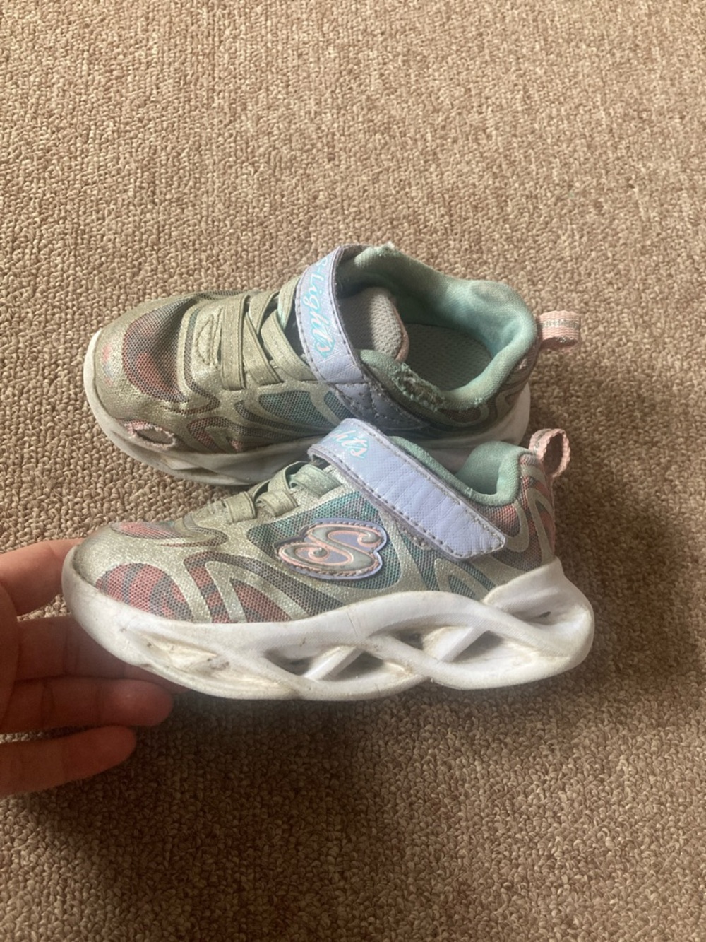 Skechers Kids' Mint Green and Light Pink Mesh Sneakers